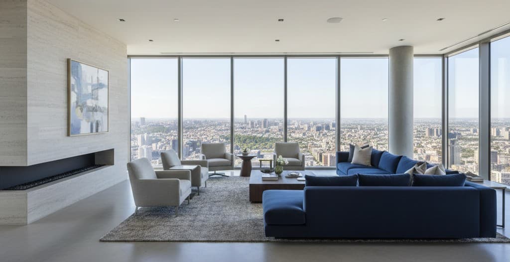 Luxury bedroom with city view